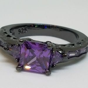 NWOT Square Cz Black Gold Filled Ring Sz 7